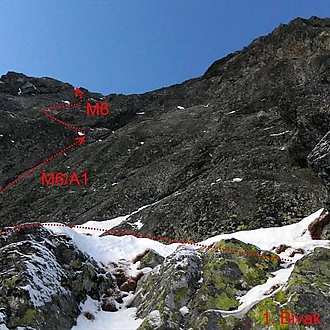 Prvovýstup v severovýchodní stěně Rysů, Tatry